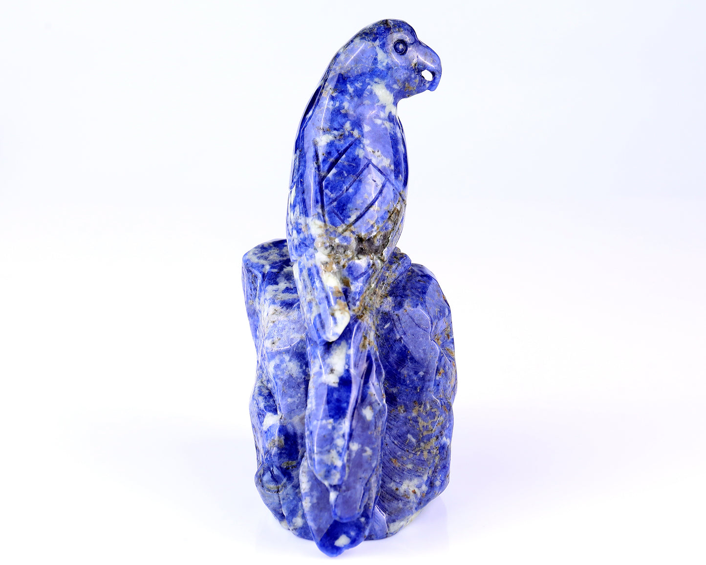 5.9" Sodalite Hand Carved Crystal Parrot Sculpture Crystallumi