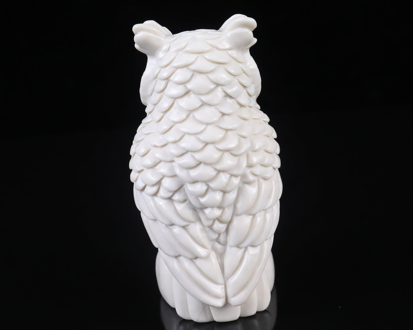 5.9" White Jade Hand Carved Crystal Owl Sculpture Crystallumi