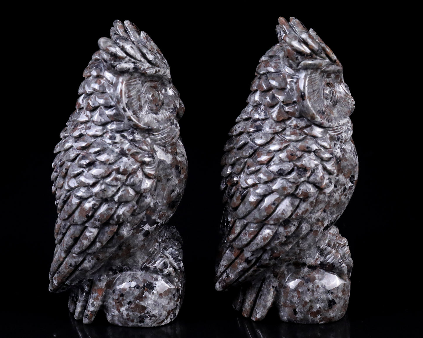 5.9" Yooperlite Hand Carved Crystal Owl Sculpture Crystallumi