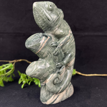 5‘’ Jiulong Jade Hand Carved Crystal Lizard Statue Decoration Crystallumi