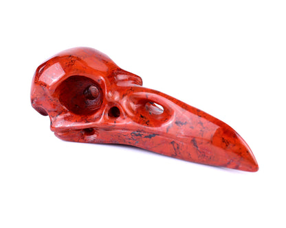 4.7" Red Jasper Carved Crystal Raven Skull Sculpture