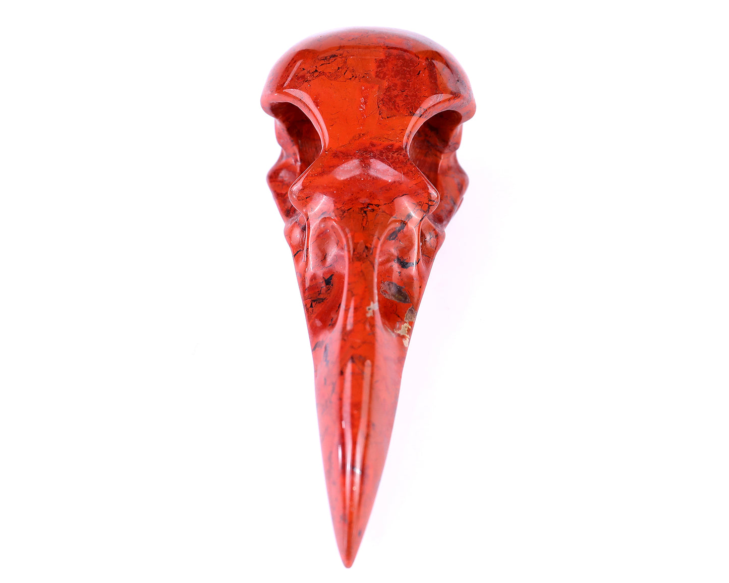 4.7" Red Jasper Carved Crystal Raven Skull Sculpture