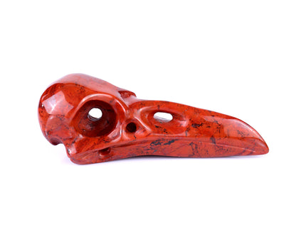 4.7" Red Jasper Carved Crystal Raven Skull Sculpture