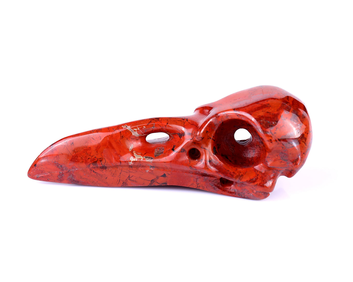 4.7" Red Jasper Carved Crystal Raven Skull Sculpture