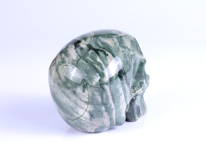 4.3" Jiulong Jade Hand Carved Crystal Realistic Skull Sculpture