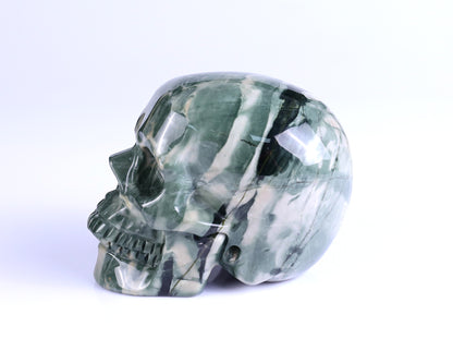 4.3" Jiulong Jade Hand Carved Crystal Realistic Skull Sculpture