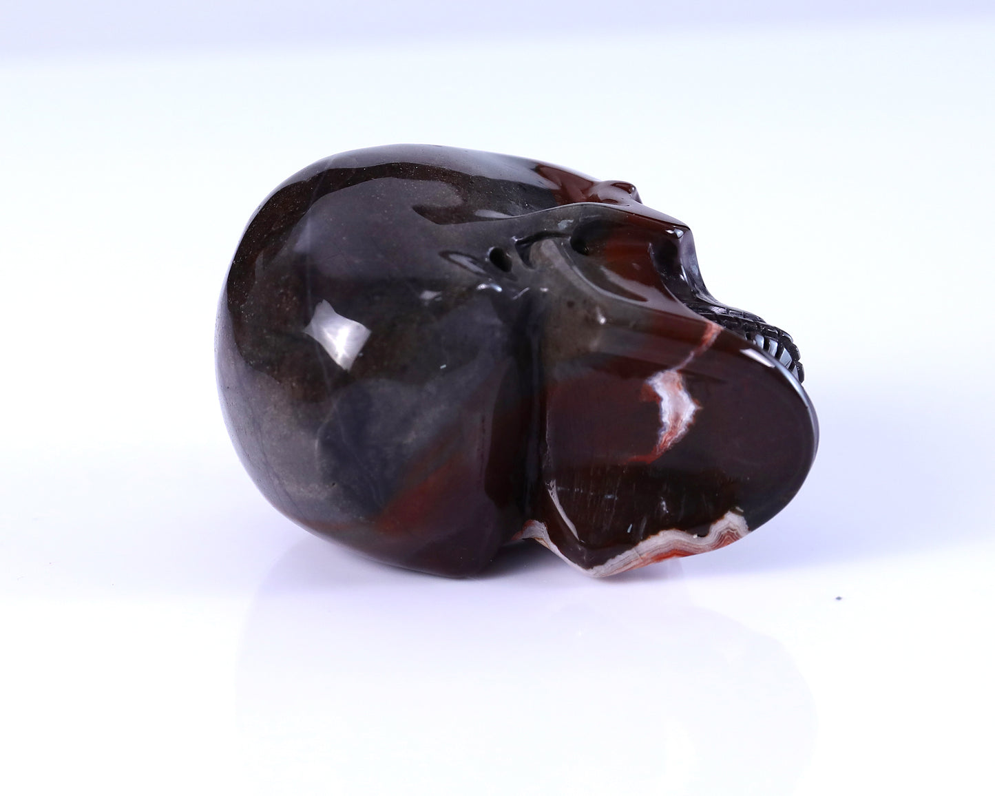 3.0" Lace Crazy Agate Hand Carved Crystal Realistic Skull Sculpture