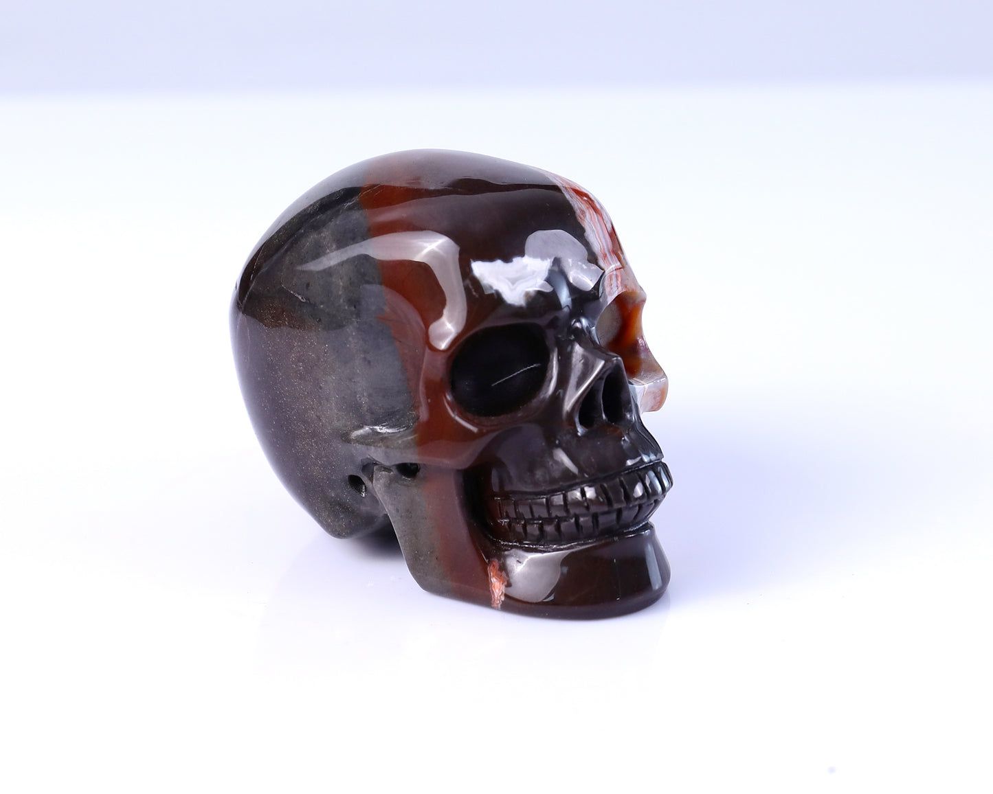 3.0" Lace Crazy Agate Hand Carved Crystal Realistic Skull Sculpture