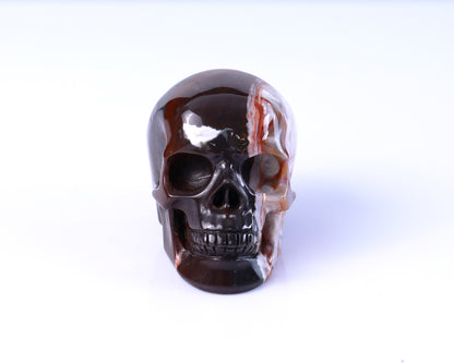 3.0" Lace Crazy Agate Hand Carved Crystal Realistic Skull Sculpture