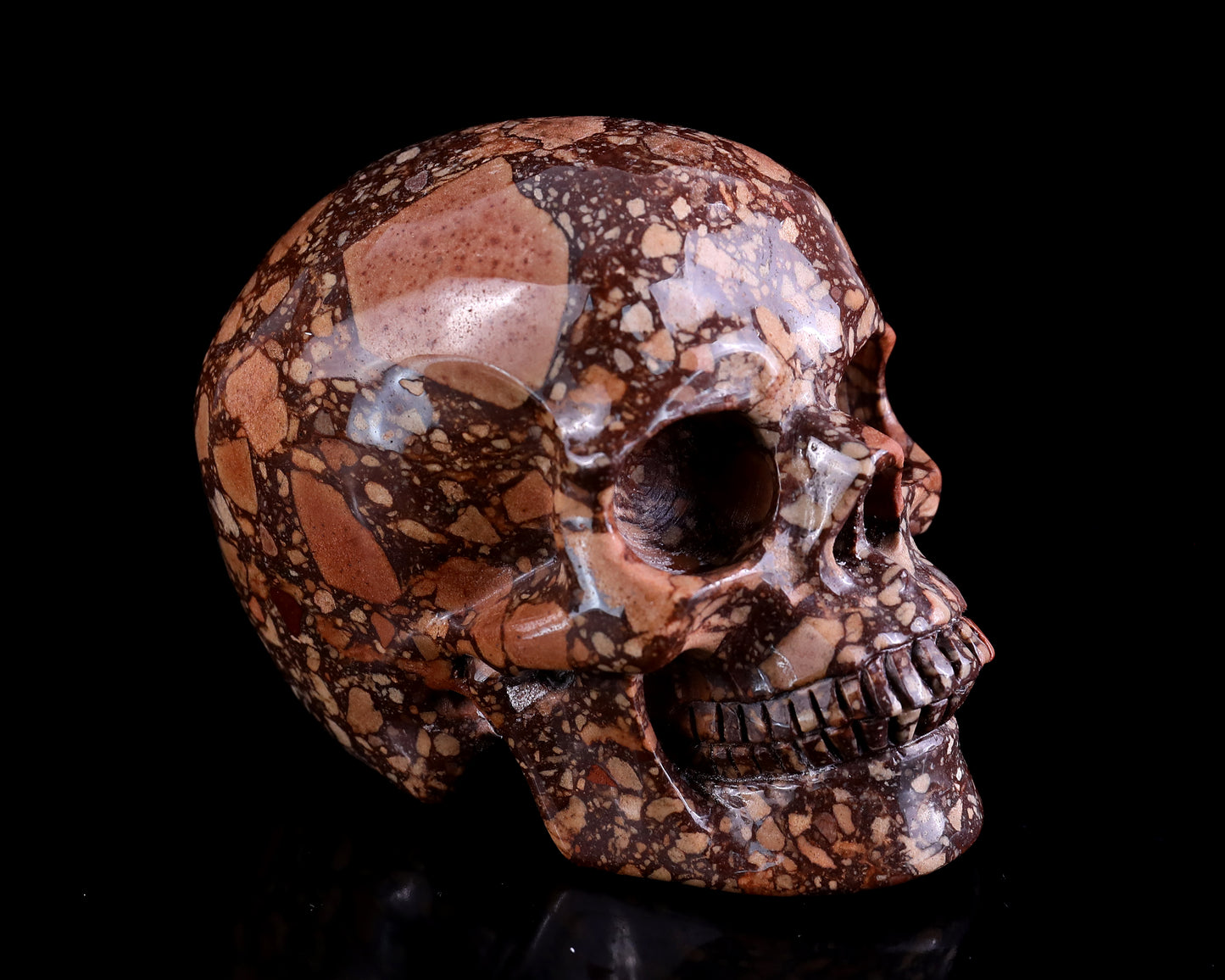 4.3" Coffee Stone Hand Carved Crystal Realistic Skull Sculpture