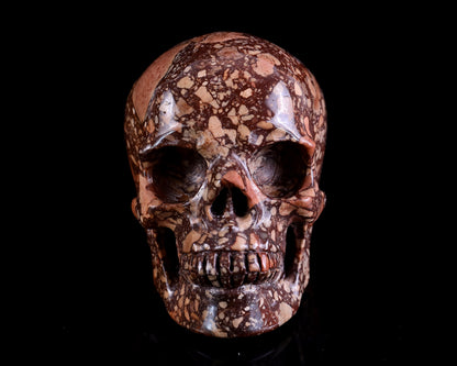 4.3" Coffee Stone Hand Carved Crystal Realistic Skull Sculpture