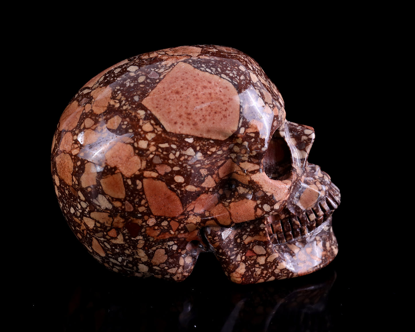 4.3" Coffee Stone Hand Carved Crystal Realistic Skull Sculpture