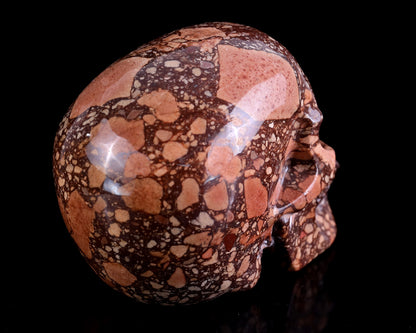 4.3" Coffee Stone Hand Carved Crystal Realistic Skull Sculpture