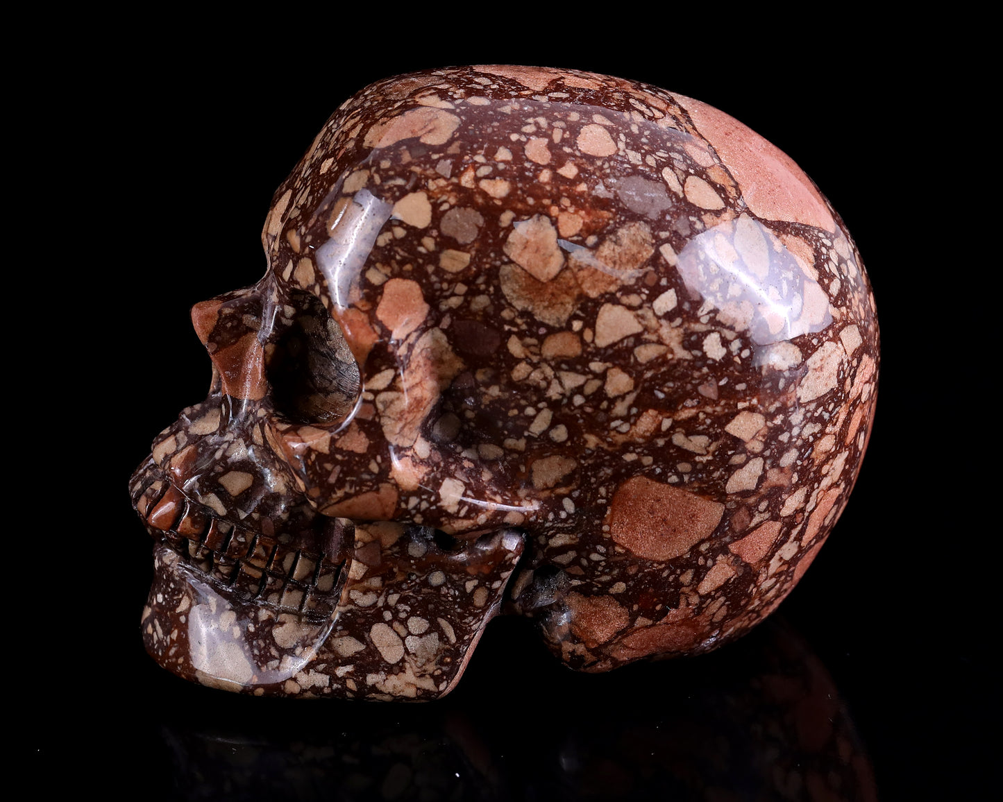 4.3" Coffee Stone Hand Carved Crystal Realistic Skull Sculpture