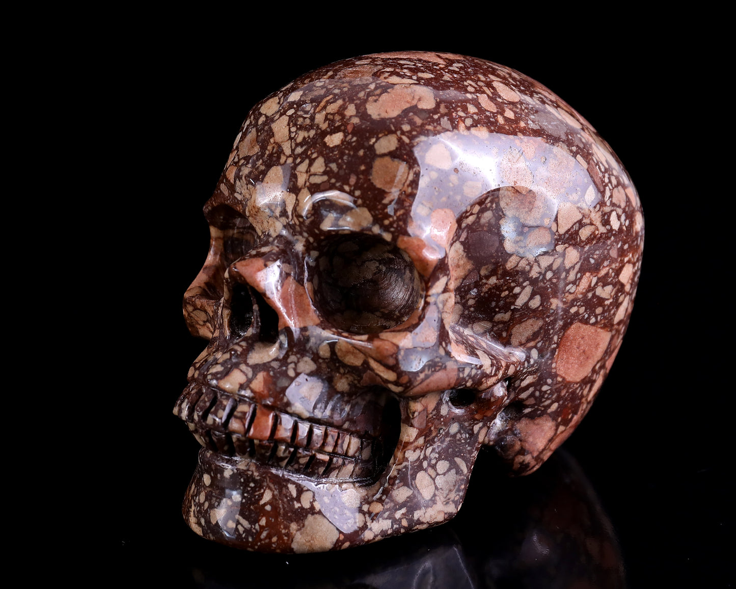 4.3" Coffee Stone Hand Carved Crystal Realistic Skull Sculpture