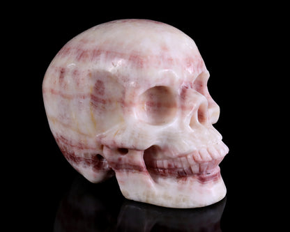 4.3" Red Zebra Agate Hand Carved Crystal Realistic Skull Sculpture