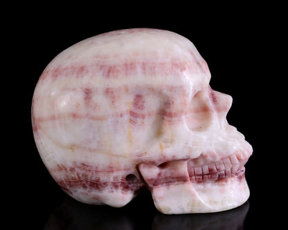 4.3" Red Zebra Agate Hand Carved Crystal Realistic Skull Sculpture