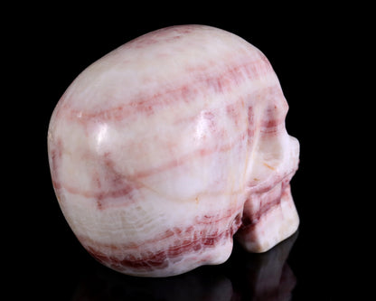 4.3" Red Zebra Agate Hand Carved Crystal Realistic Skull Sculpture