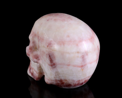 4.3" Red Zebra Agate Hand Carved Crystal Realistic Skull Sculpture