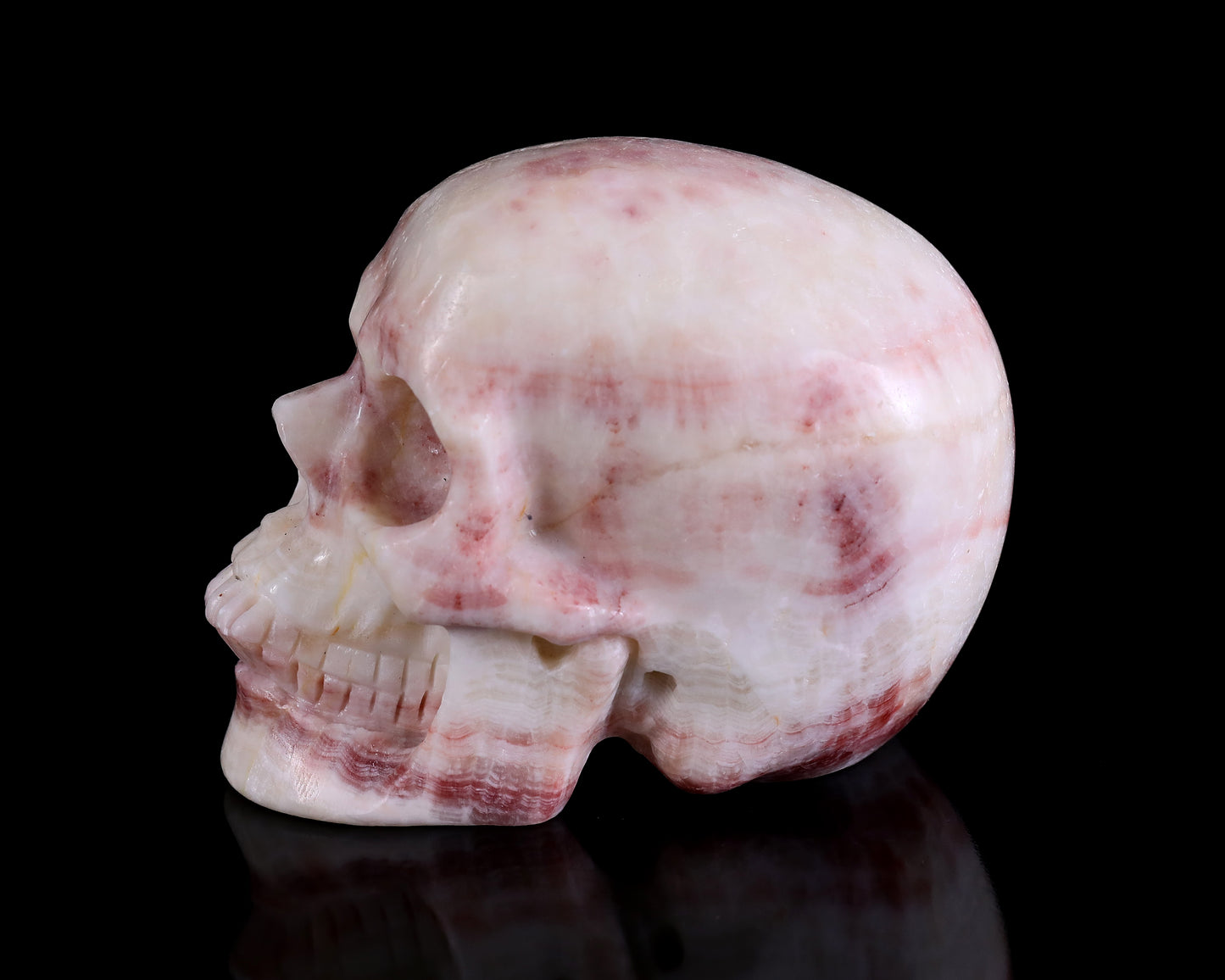 4.3" Red Zebra Agate Hand Carved Crystal Realistic Skull Sculpture