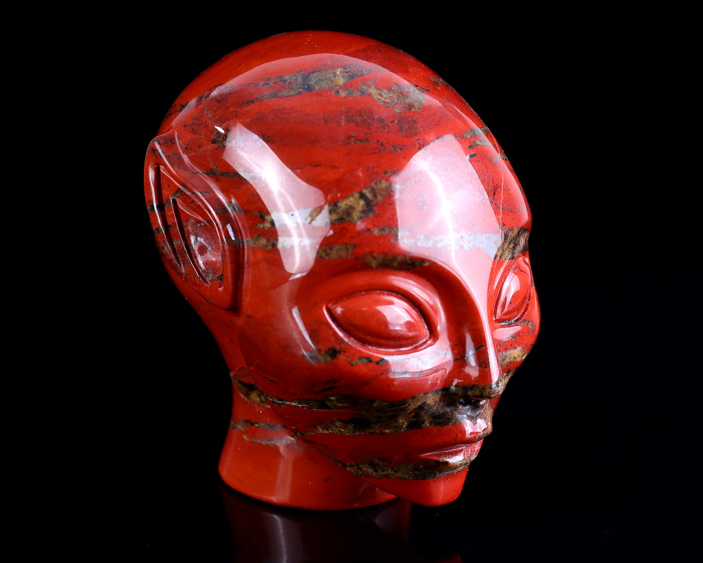 3.9" Red Jasper Hand Carved Crystal Elf Alien Sculpture