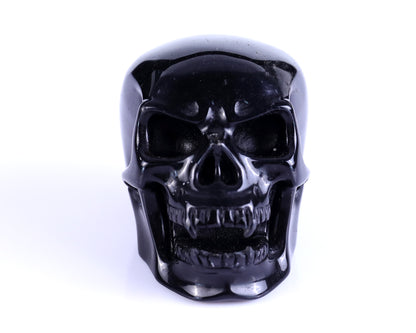 3.0" Black Obsidian Hand Carved Crystal Realistic Skull Sculpture