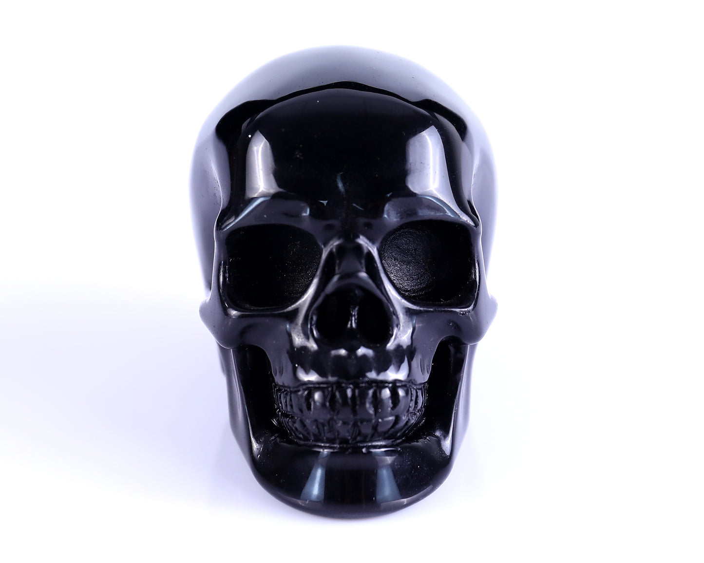 3.0" Black Obsidian Hand Carved Crystal Realistic Skull Sculpture