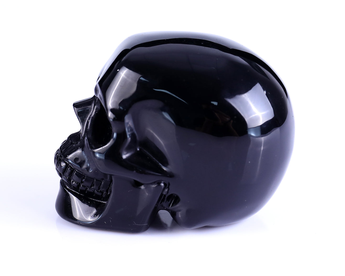 3.0" Black Obsidian Hand Carved Crystal Realistic Skull Sculpture