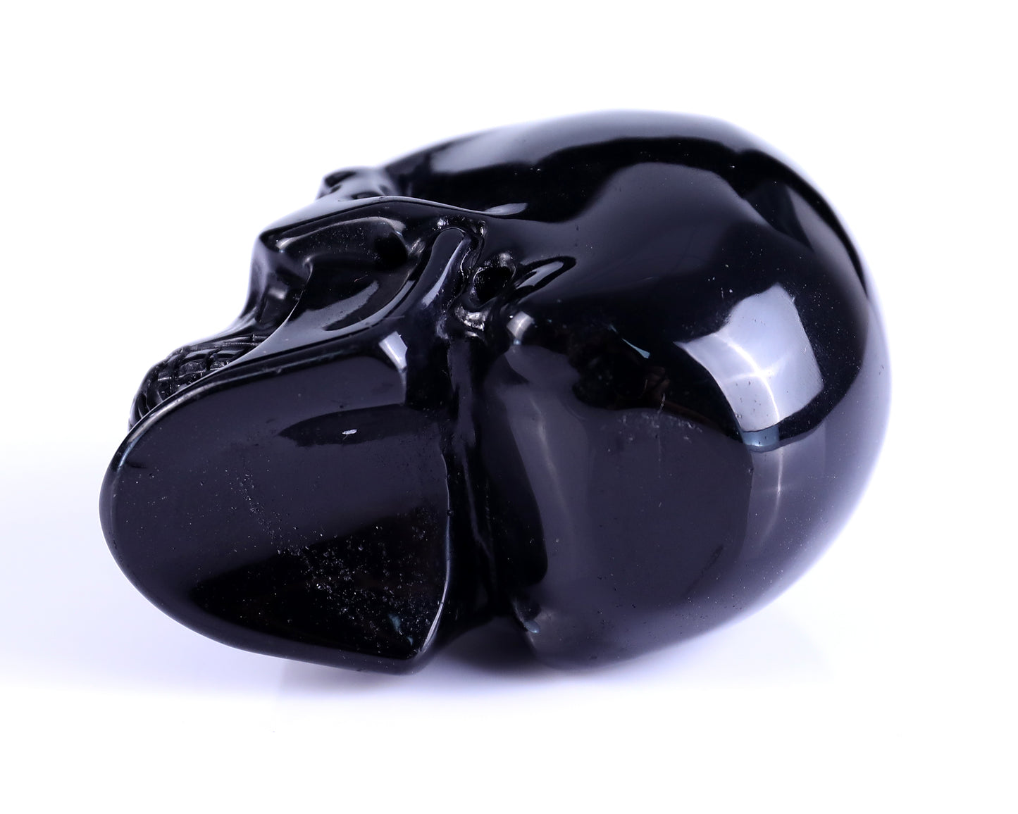 3.0" Black Obsidian Hand Carved Crystal Realistic Skull Sculpture