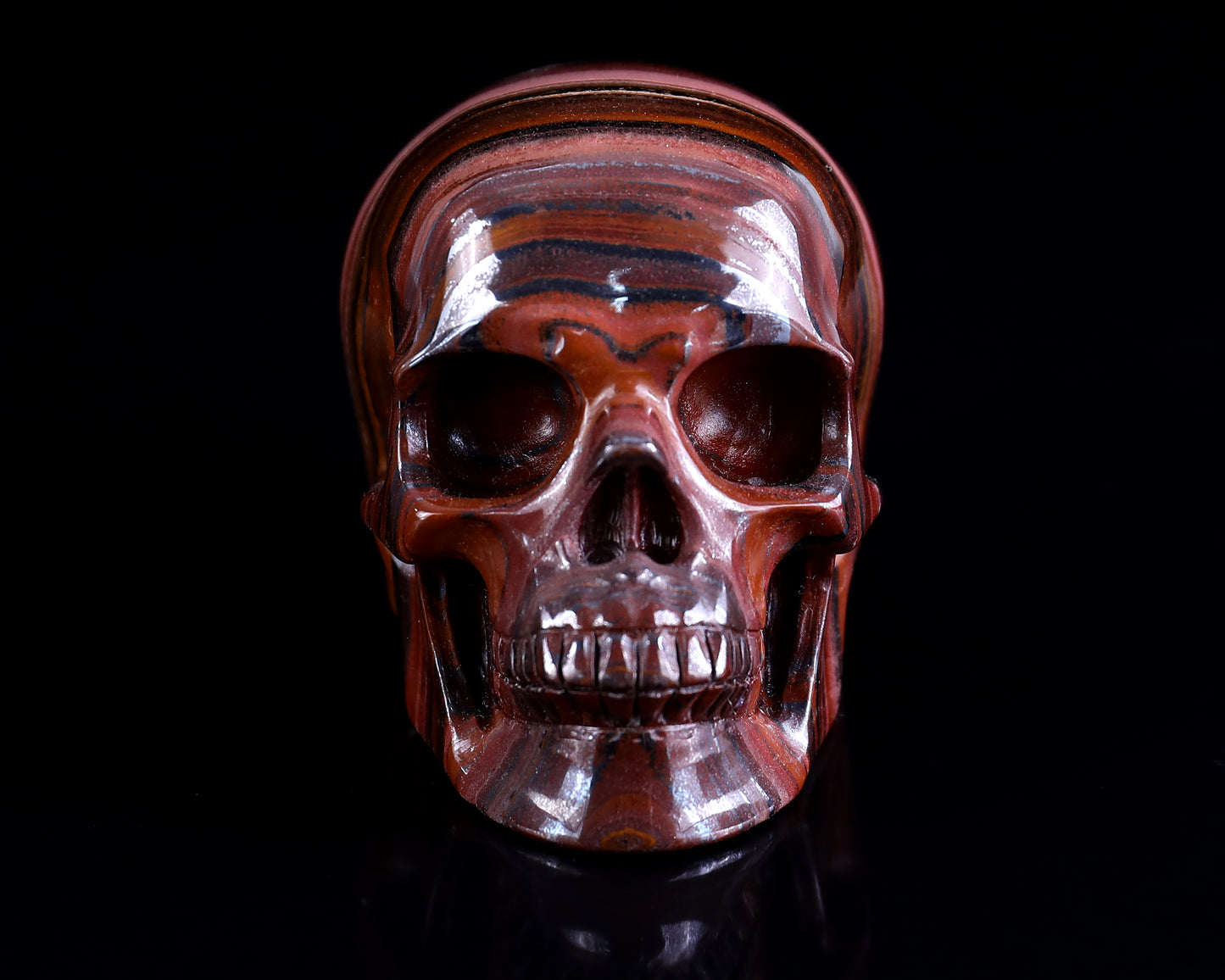 3.0" Tiger Iron Eye Hand Carved Crystal Realistic Skull Sculpture