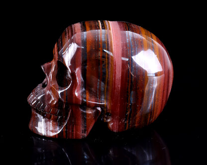 3.0" Tiger Iron Eye Hand Carved Crystal Realistic Skull Sculpture