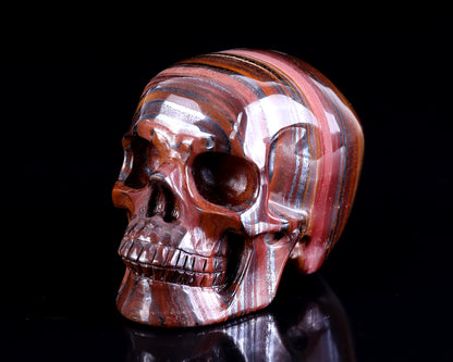 3.0" Tiger Iron Eye Hand Carved Crystal Realistic Skull Sculpture