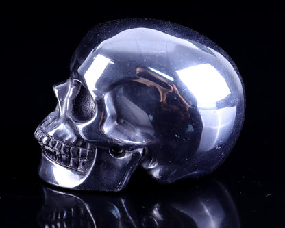 2.3" Tera-Herz Hand Carved Crystal Realistic Skull Sculpture