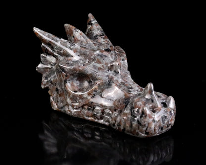 3.9" Yooperlite Hand Carved Crystal Dragon Skull Sculpture