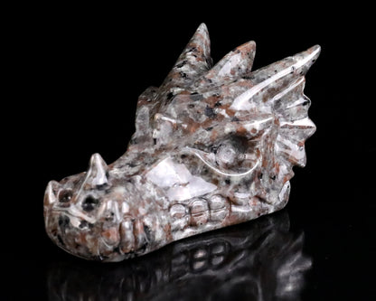 3.9" Yooperlite Hand Carved Crystal Dragon Skull Sculpture