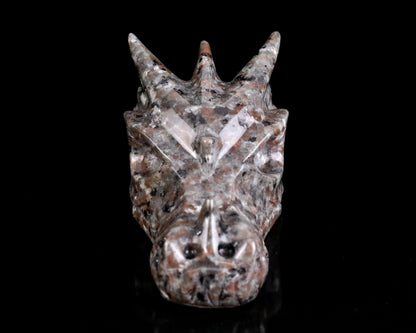 3.9" Yooperlite Hand Carved Crystal Dragon Skull Sculpture