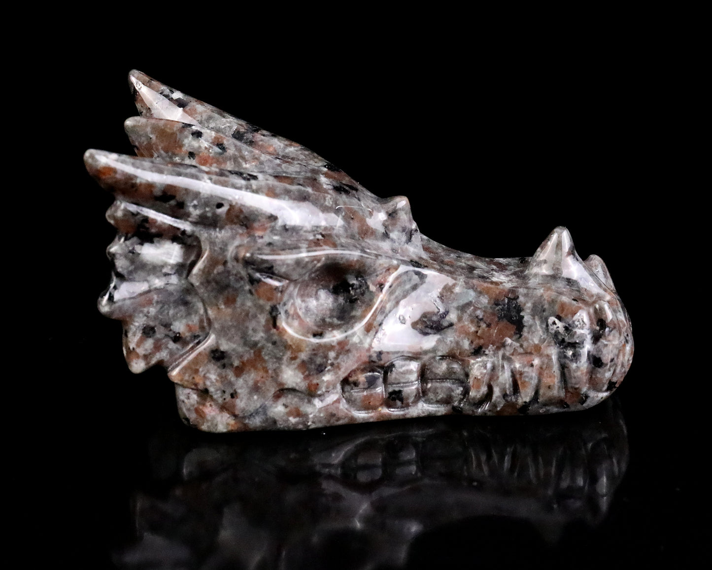 3.9" Yooperlite Hand Carved Crystal Dragon Skull Sculpture