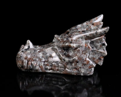 3.9" Yooperlite Hand Carved Crystal Dragon Skull Sculpture