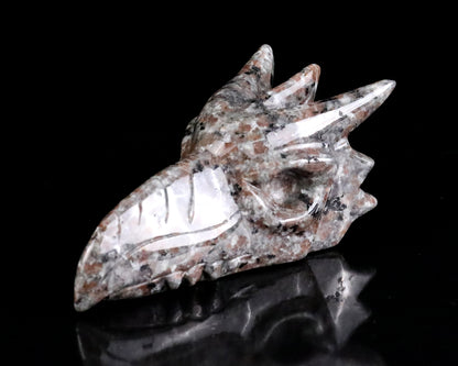 3.9" Yooperlite Hand Carved Crystal Phoenix Skull Sculpture