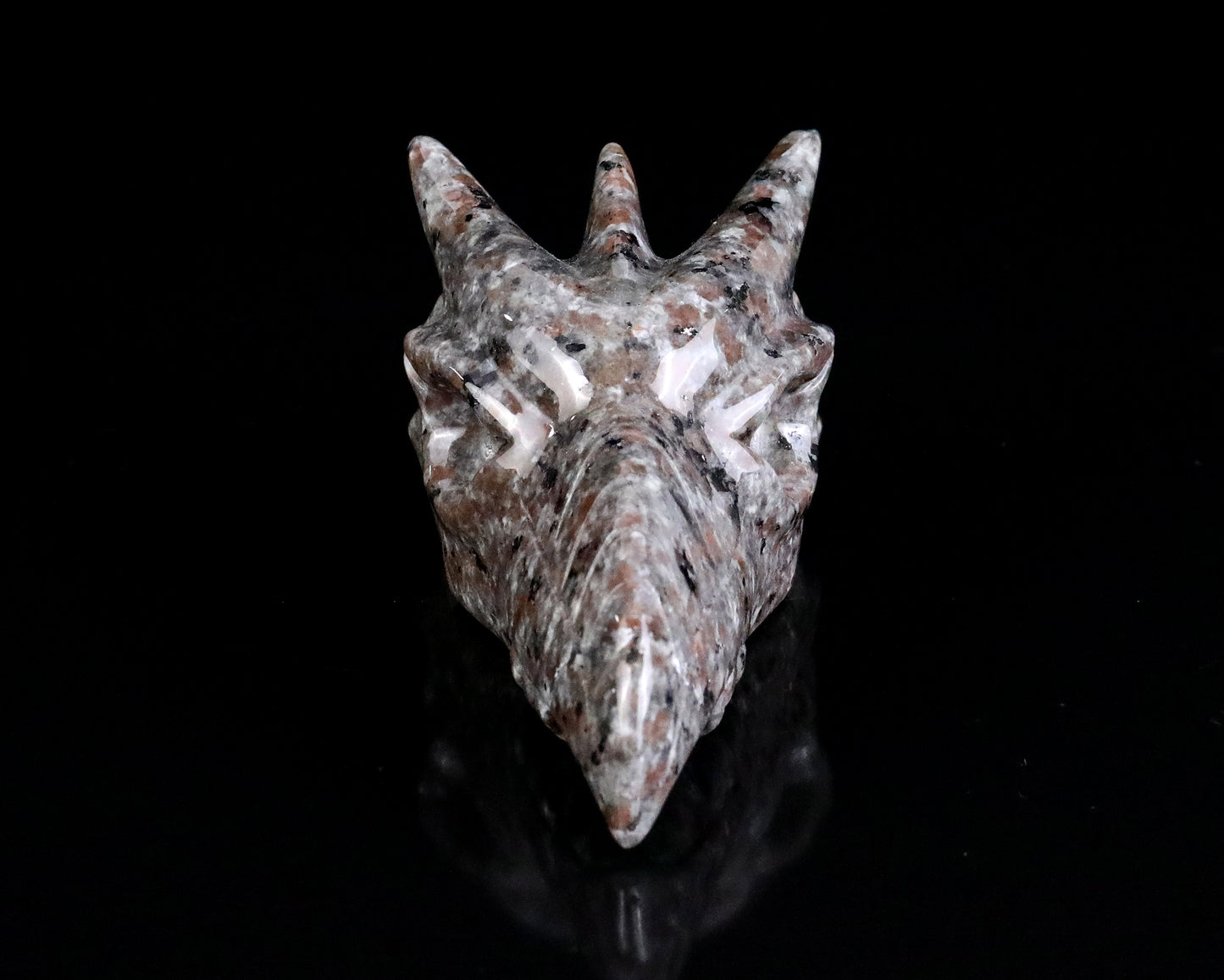 3.9" Yooperlite Hand Carved Crystal Phoenix Skull Sculpture