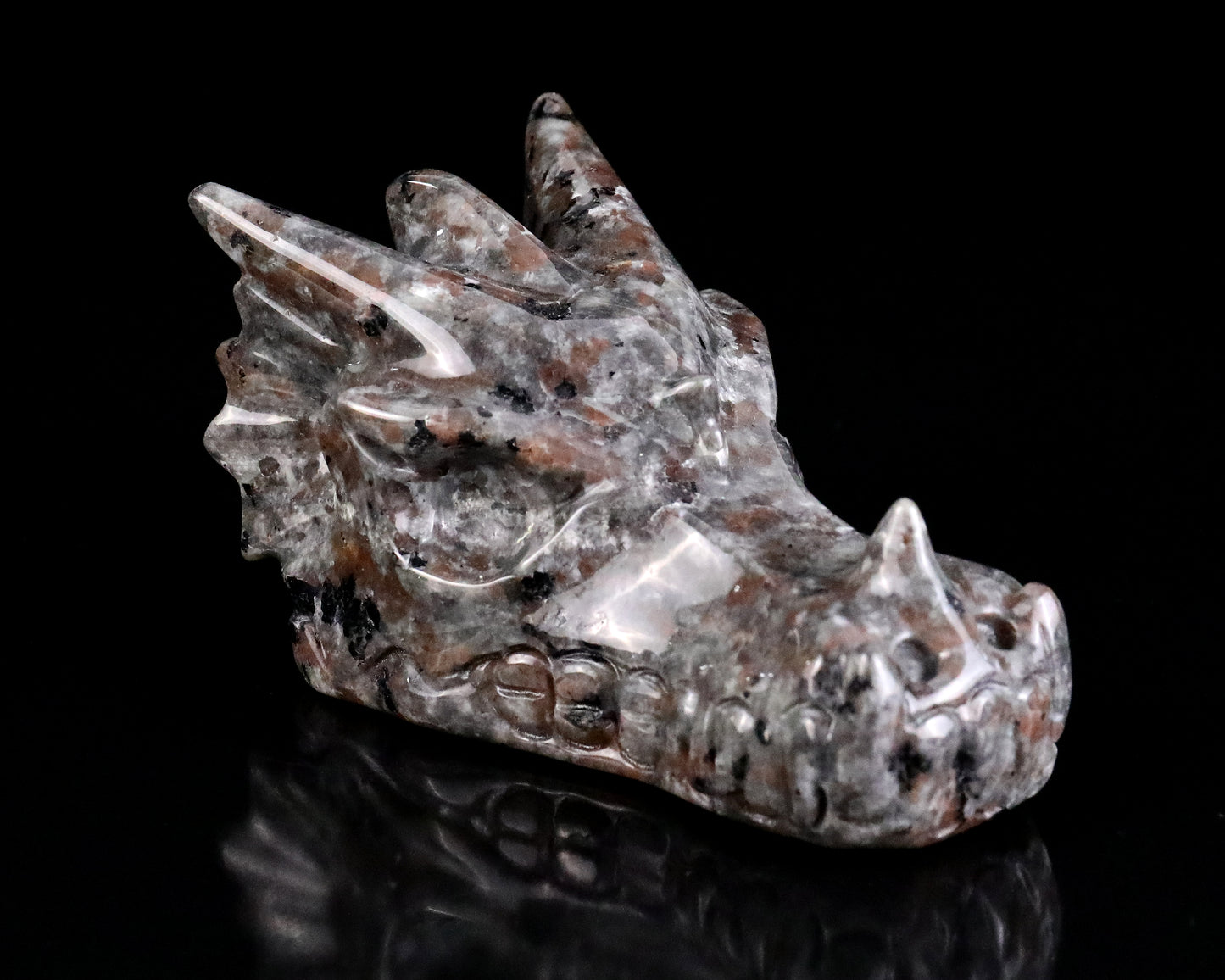 3.5" Yooperlite Hand Carved Crystal Dragon Skull Sculpture