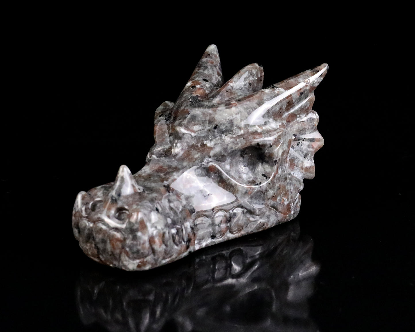 3.5" Yooperlite Hand Carved Crystal Dragon Skull Sculpture