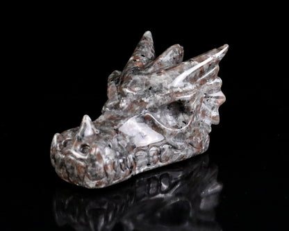 3.5" Yooperlite Hand Carved Crystal Dragon Skull Sculpture