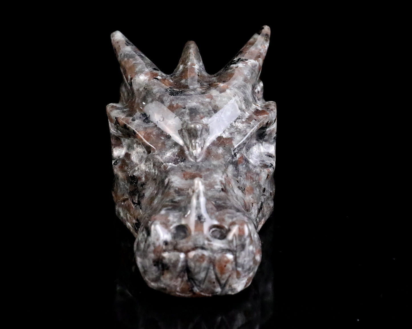 3.5" Yooperlite Hand Carved Crystal Dragon Skull Sculpture