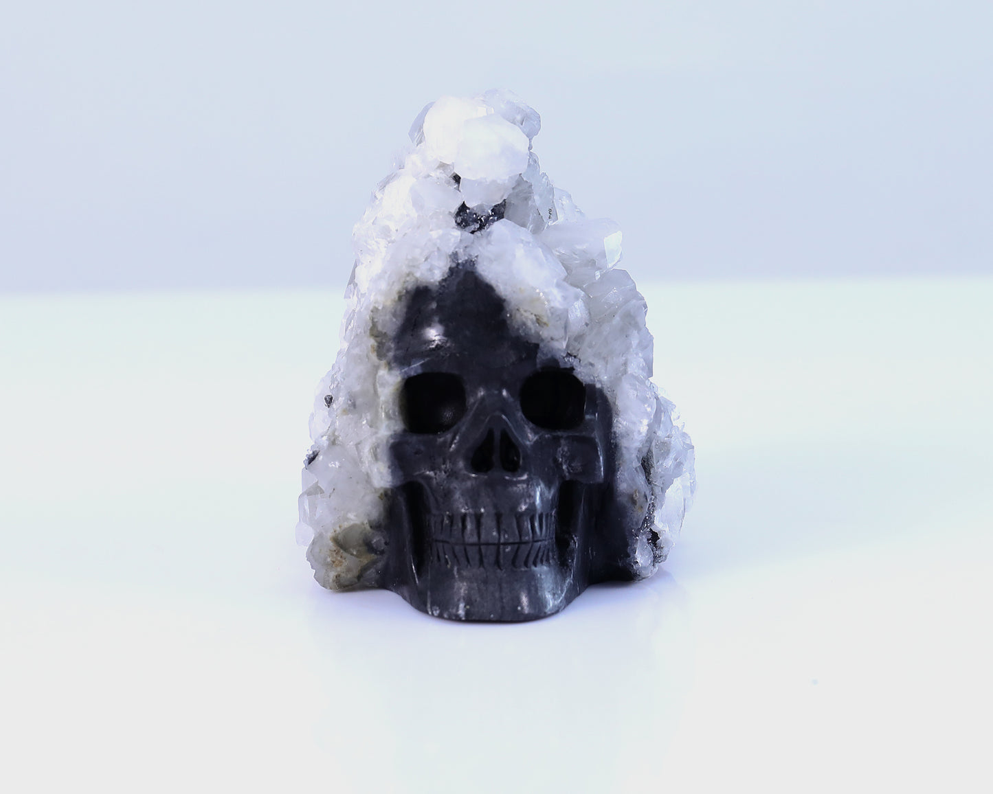 3.7" Quartz Rock Druse Hand Carved Mineral Specimen Skull Sculpture