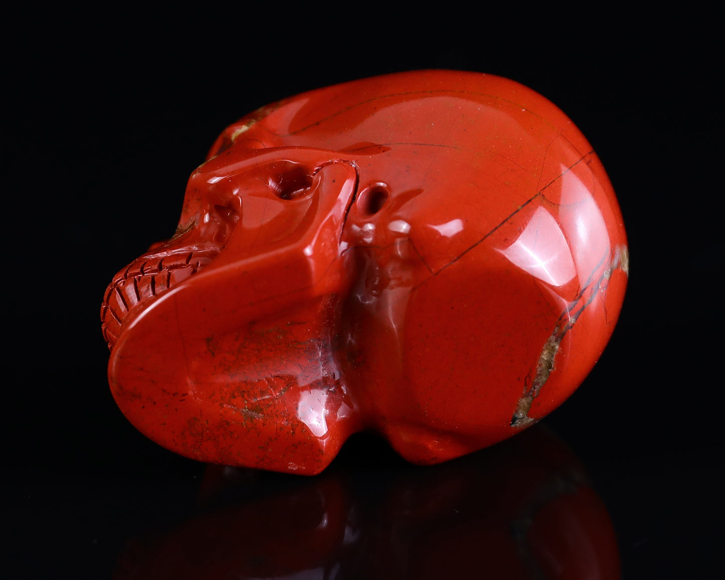 2.3" Red Jasper Hand Carved Crystal Realistic Skull Cigar Stand Sculpture