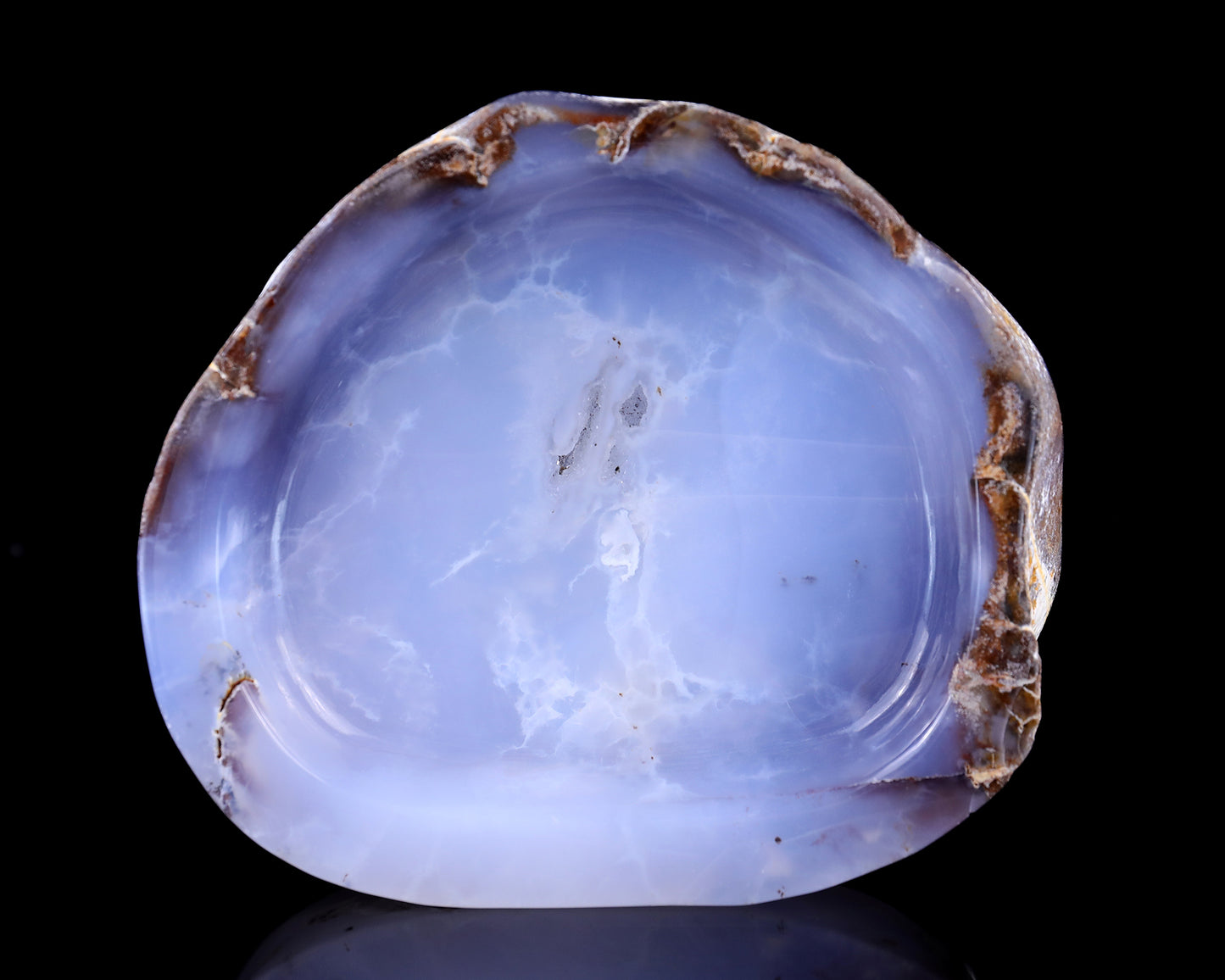 6.0" Blue Chalcedony Hand Carved Crystal Ashtray Fruit Tray Crystallumi