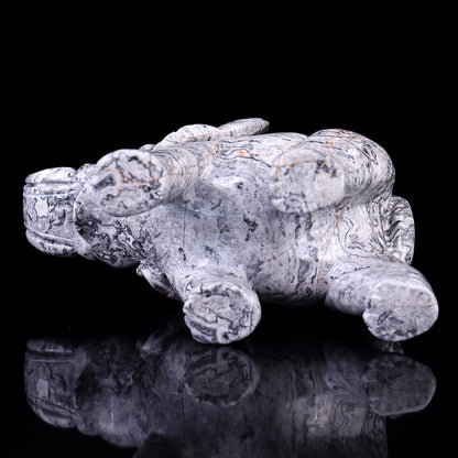 6.0" Map Jasper Hand Carved Crystal Elephant Sculpture Crystallumi