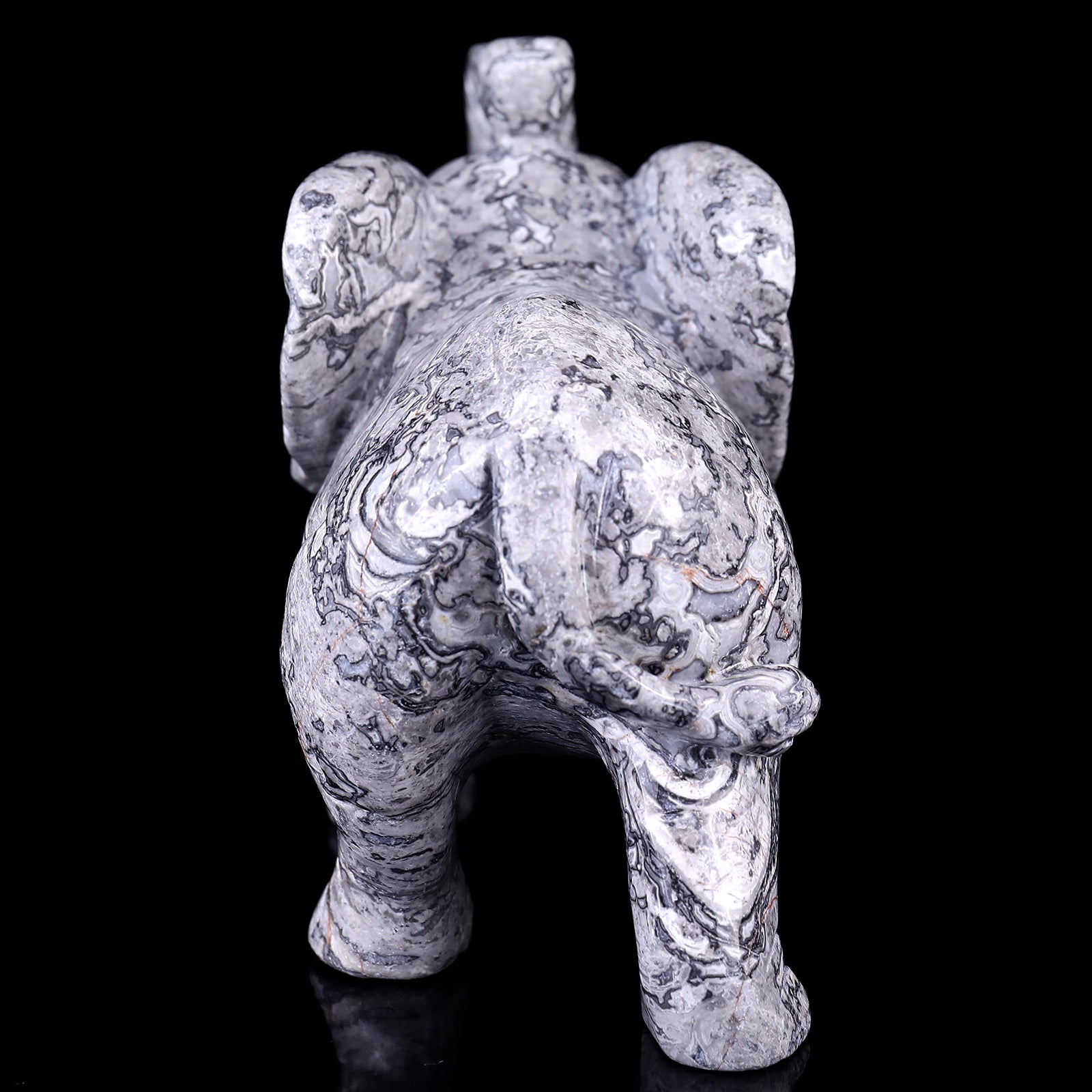 6.0" Map Jasper Hand Carved Crystal Elephant Sculpture Crystallumi