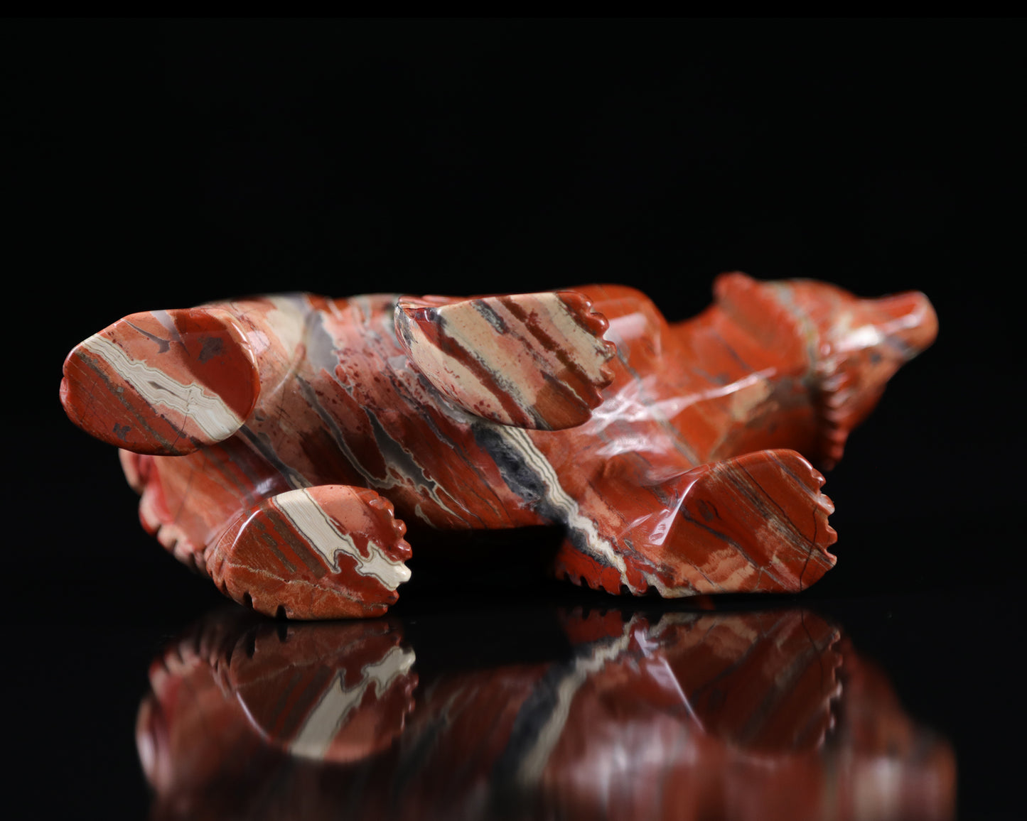 6.0" Red Jasper Hand Carved Crystal Polar Bear Sculpture Crystallumi